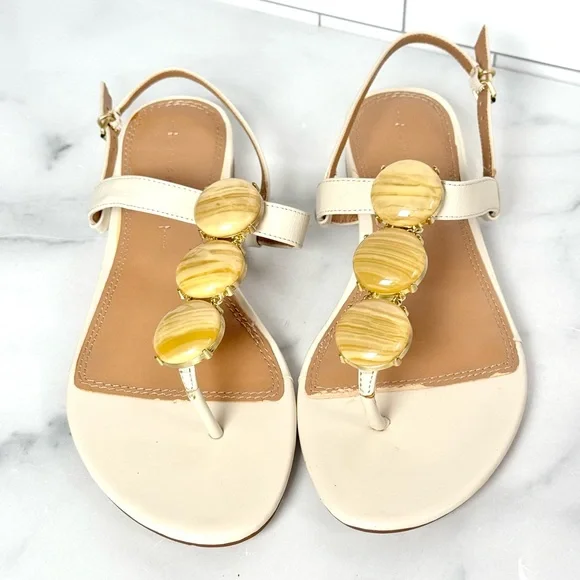 Elegant Cream Sandals with Faux Stones - Picture 10 of 10